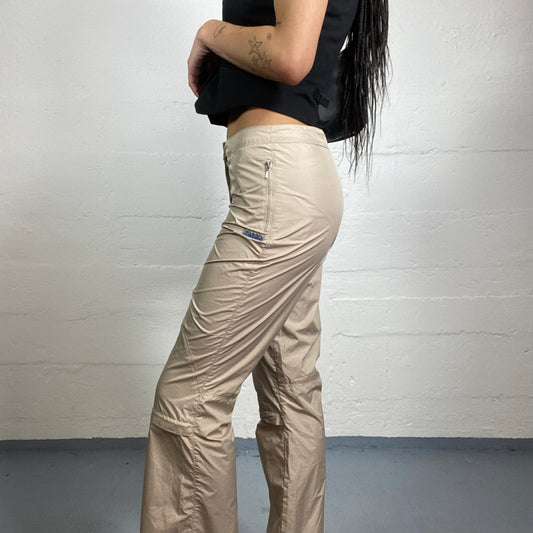 Vintage 2000's Rave Girl Beige Cargo Pants with Satined Material (XS)