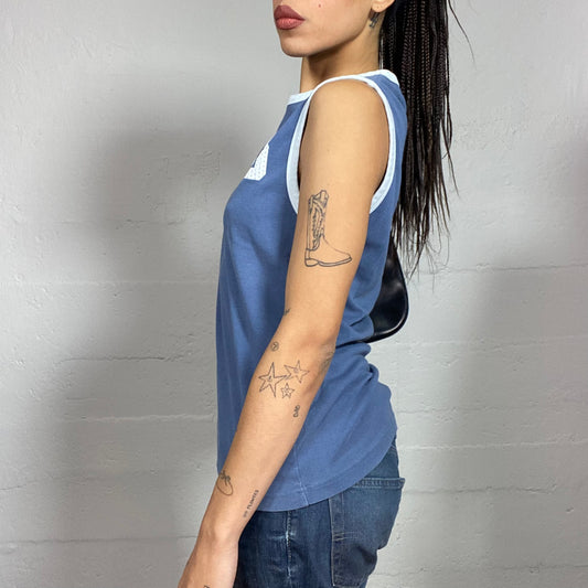 Vintage 2000's College Girl Blue Top with „76“ Print (S)