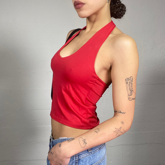 Vintage 2000's Clubwear Red Neckholder Top (S/M)