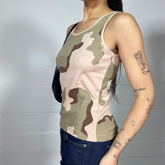 Vintage 2000's Rave Khaki Camo Tank Top (M)