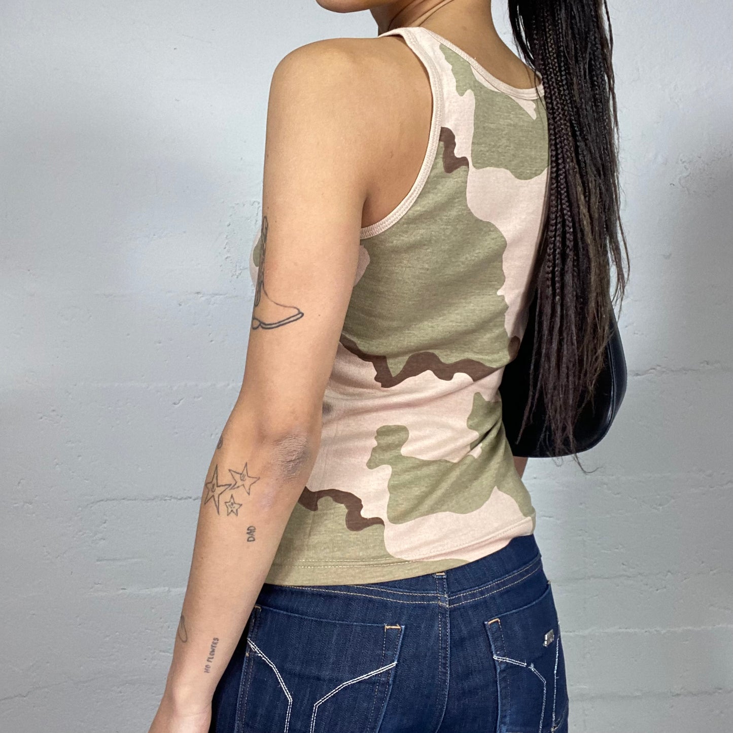 Vintage 2000's Rave Khaki Camo Tank Top (M)