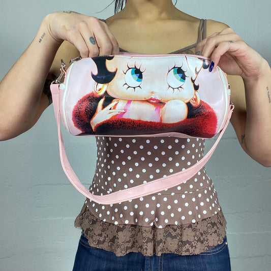 Vintage 2000's Pop Girl Baby Pink Mini Shoulder Bag with Betty Boop Print
