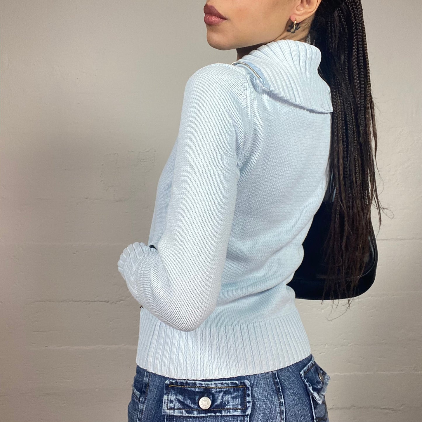 Vintage 2000's Esprit Downtown Girl Baby Blue Zip-Up Knitted Hoodie (S)