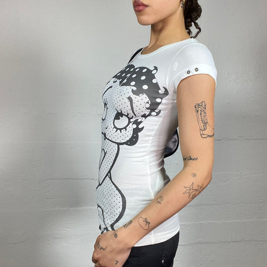 Vintage 2000's Sleaze White Top with Black Betty Boop Print (XS)