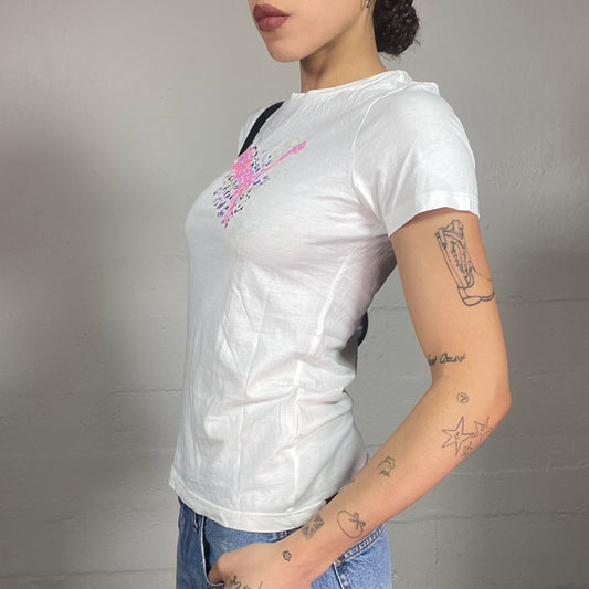 Vintage 2000's Reebok Sporty White Top with Brand Logo Icon with Cheetah Print (S/M)
