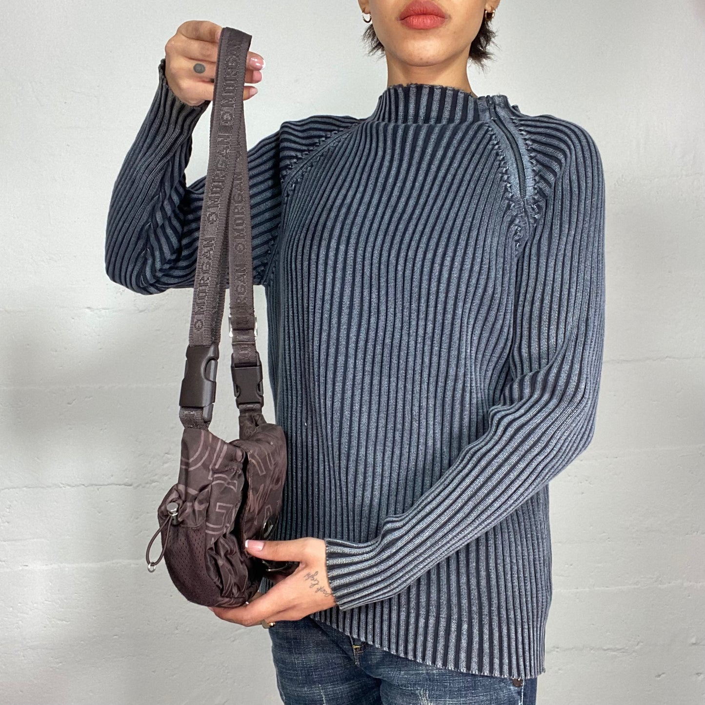 Vintage 2000's Morgan Archive Brown Nylon Crossbody Bag with Monogram Print