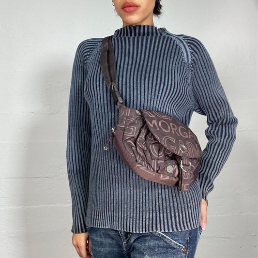 Vintage 2000's Morgan Archive Brown Nylon Crossbody Bag with Monogram Print