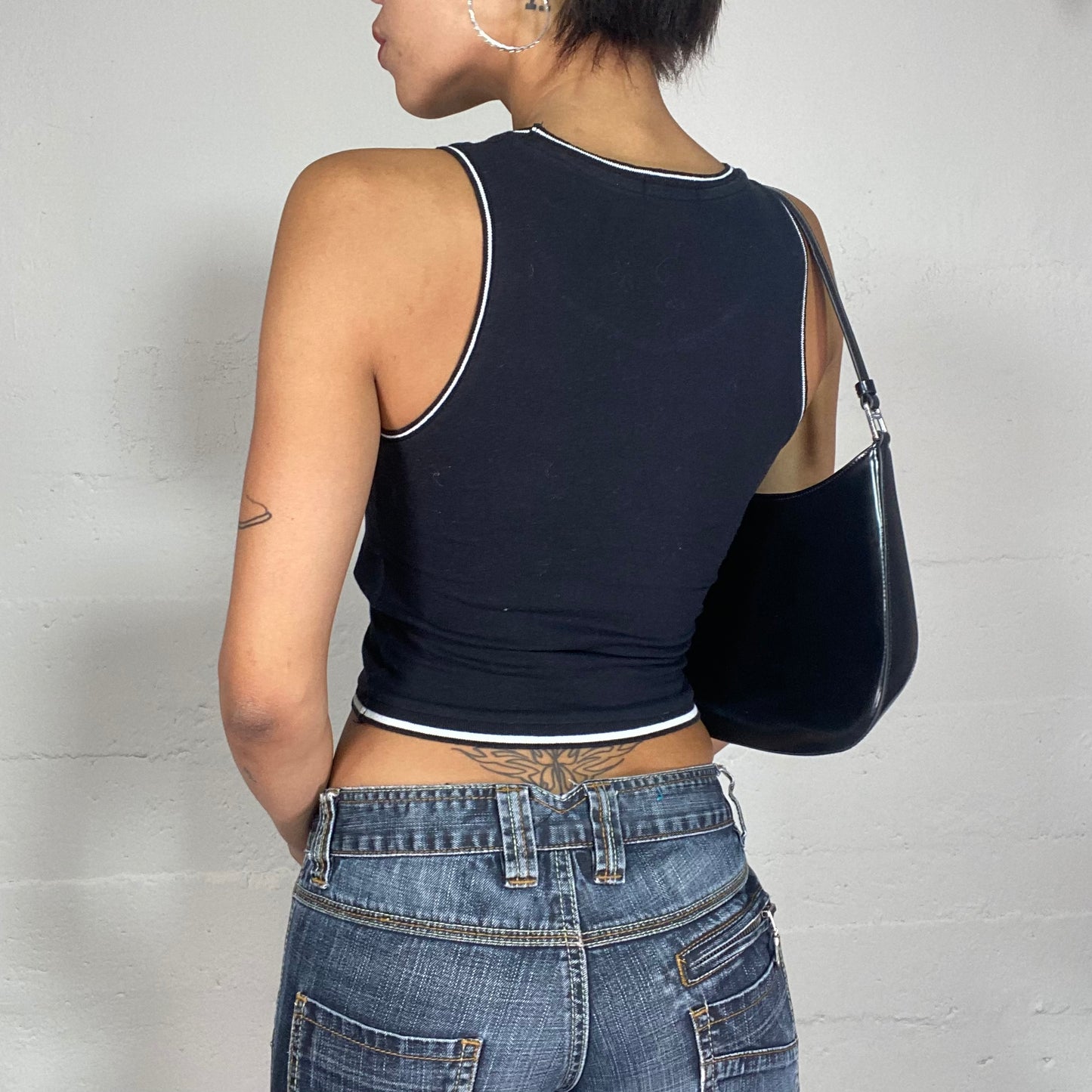 Vintage 2000's Summer Black Top with "Chica" Print (S)