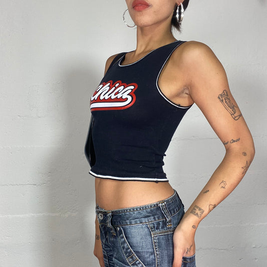 Vintage 2000's Summer Black Top with "Chica" Print (S)