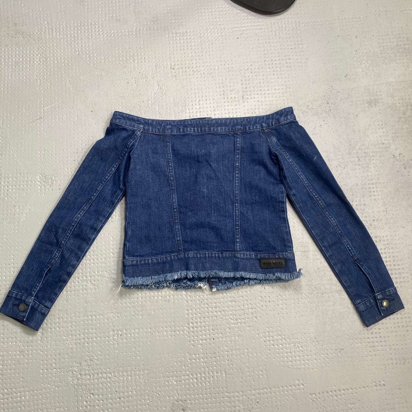 Vintage 2000's Miss Sixty Downtown Girl Denim Off Shoulder Top with Buttons Detail (XS)