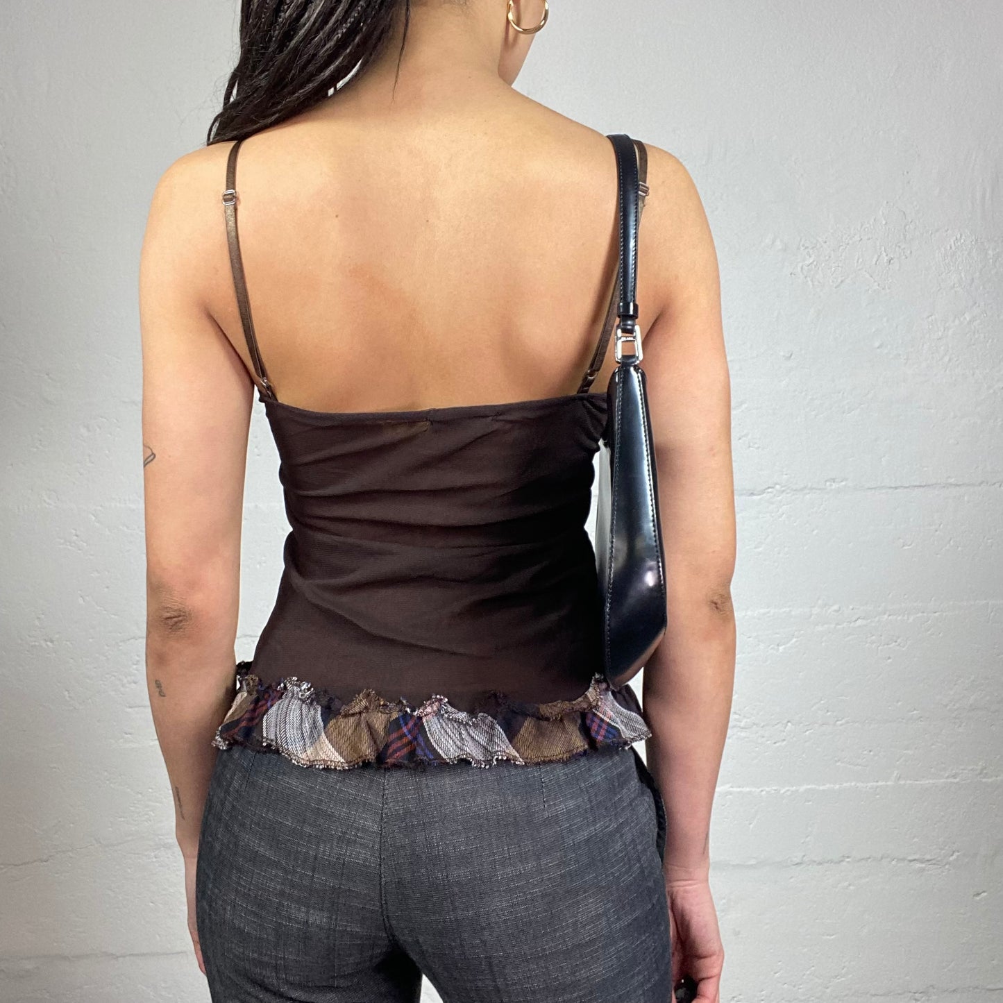 Vintage 90's Grunge Girl Tartan Patched Corset Top with Deconstructed Cut (S/M)