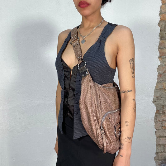 Vintage 2000's Guess Sleaze Brown Crossbody Bag with Snake Skin Look