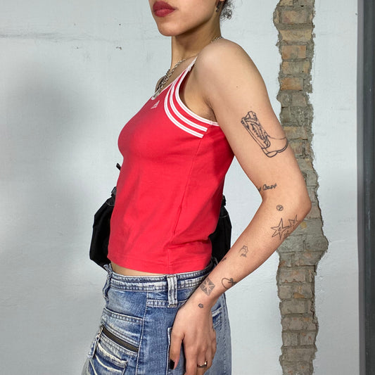 Vintage 2000's Adidas Red Top with White Trim (S)