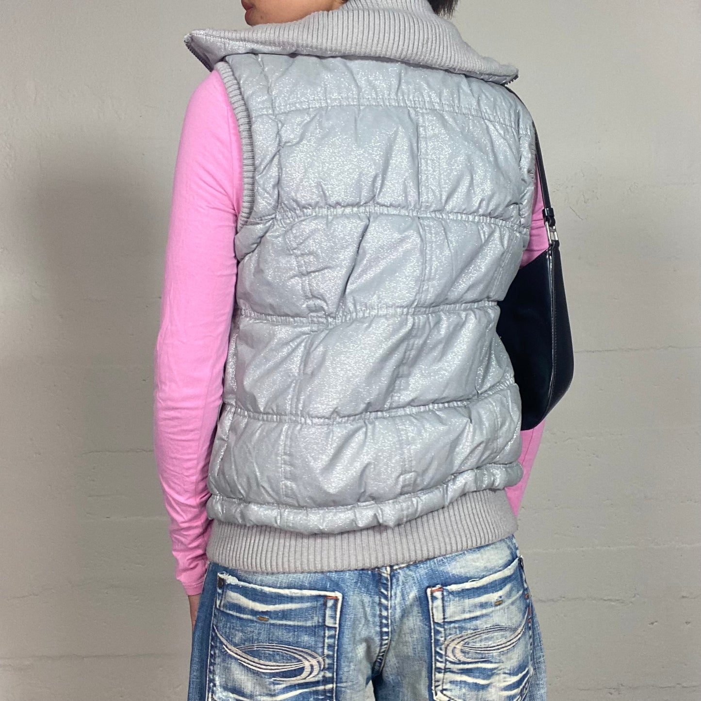 Vintage 2000's Techwear Grey Puffer Vest (S)