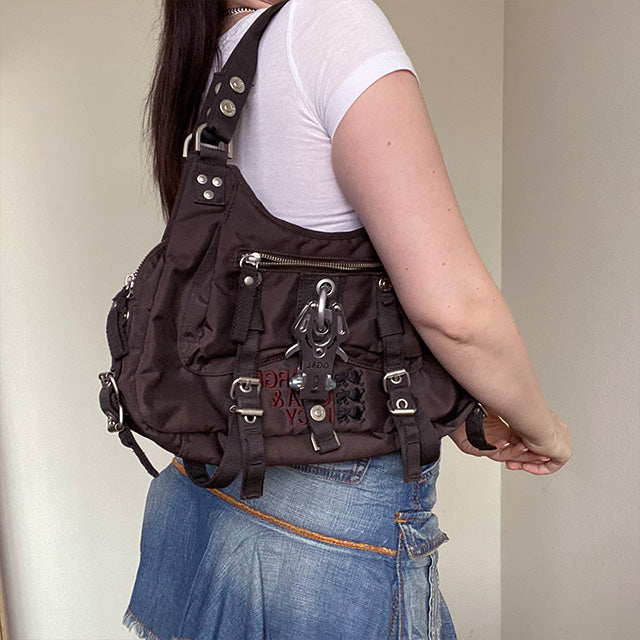 Vintage Y2K Cyber George Gina Lucy Brown Cargo Bag