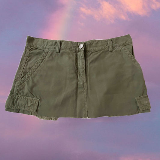 Vintage Y2K Khaki Cargo Micro Mini Skirt (34/36 EU - 6/8 UK)