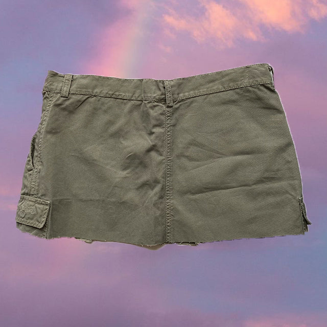 Vintage Y2K Khaki Cargo Micro Mini Skirt (34/36 EU - 6/8 UK)