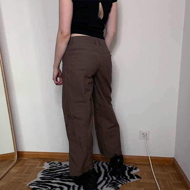 Vintage 90's Low Waist Khaki Crop Flare Pants (S/M - 36/38 EU - UK 8/10)