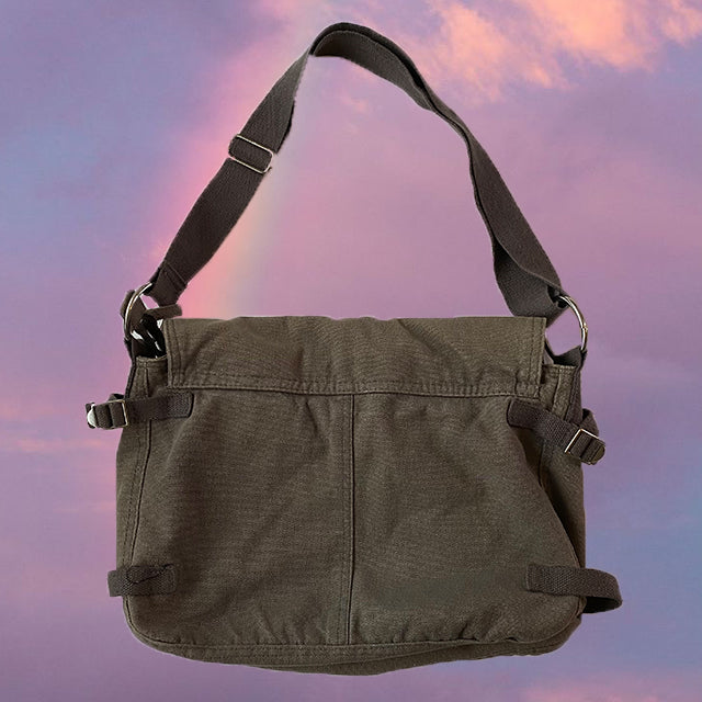 Vintage Y2K Fairy Grunge Khaki Messenger Crossbody Bag