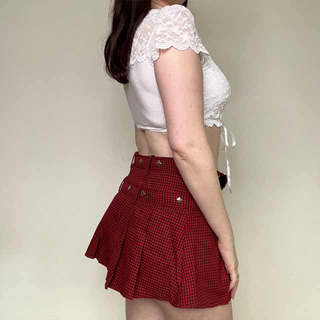 Vintage 90's Goth Punk Red Plaid Miniskirt (S/M - 36/38 EU - 8/10 UK)