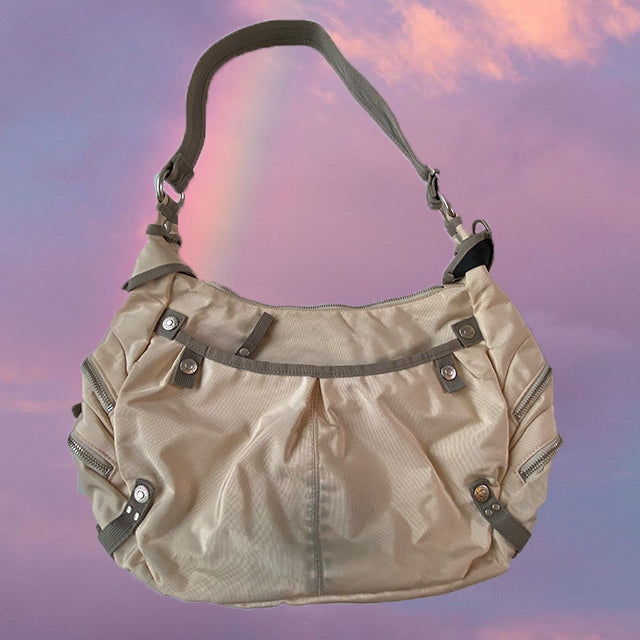 Vintage Y2K Cyber George Gina & Lucy Cream and Khaki Tote Bag