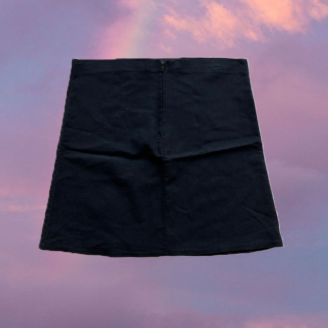 Vintage 90's Black Mini Skirt with Embroidered Chinese Letters (36 EU / 8 UK / 4 US)