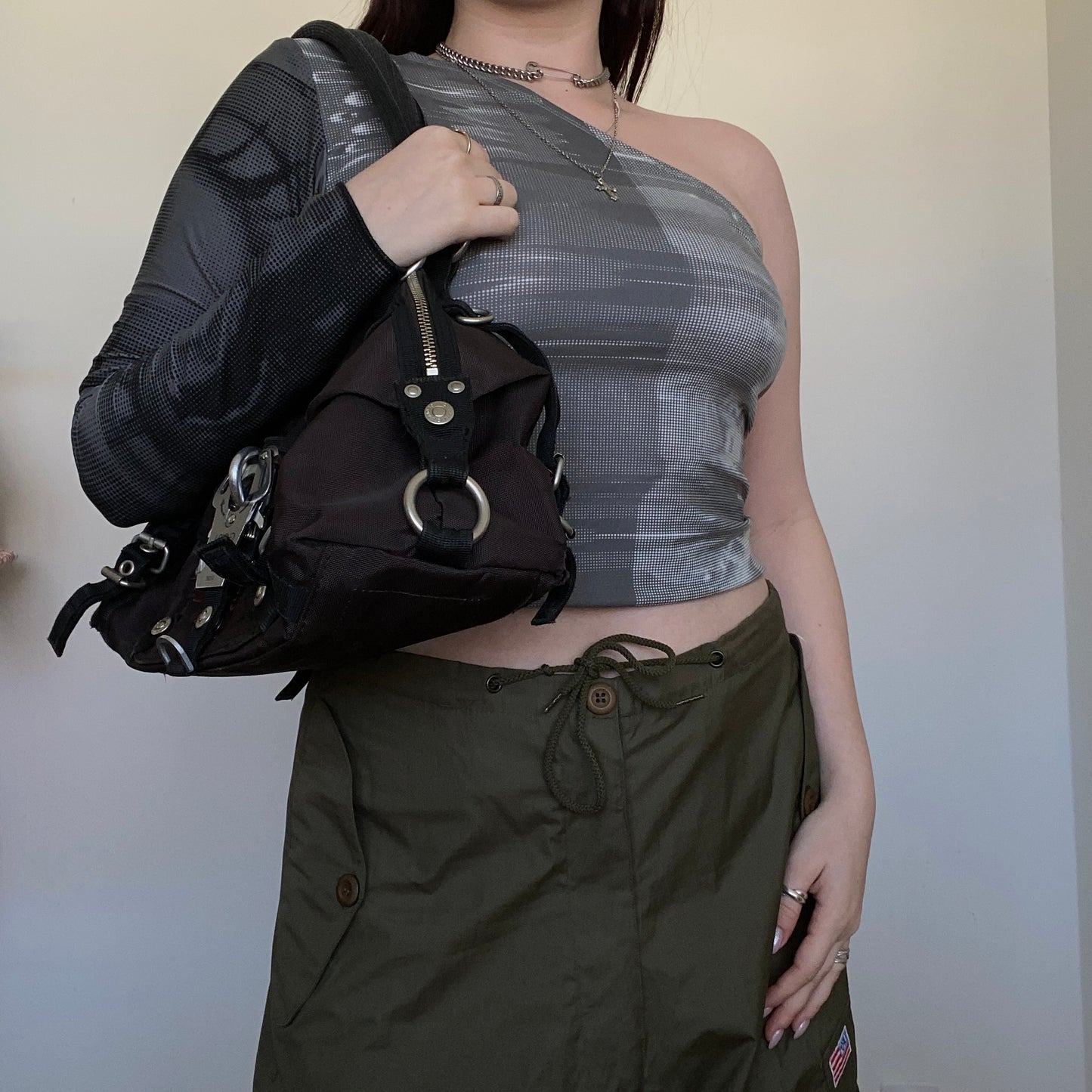 Vintage Y2K Cyber George Gina & Lucy Black Bowling Bag