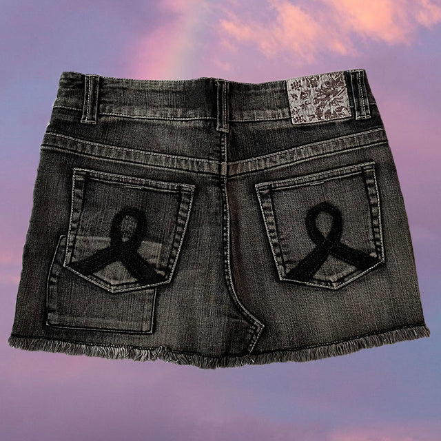Vintage Y2K Fairy Grunge Faded Black Patchwork Mini Skirt (36 EU - 8 UK)