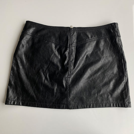 Vintage 90's Rockstar Faux Leather Mini Skirt with Buckle (38 EU / UK 10 / US 6)