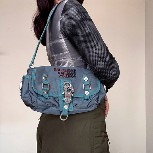 Vintage Y2K Cyber George Gina & Lucy Light Green Shoulder Bag