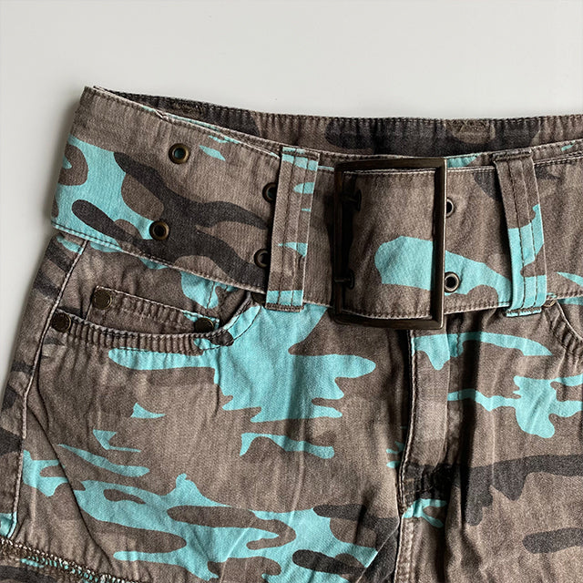 Vintage Y2K Bratz Camo Mini Skirt with Buckle Detail (XS)