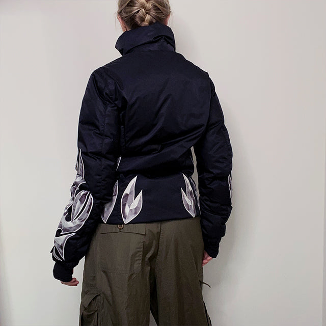 Vintage Y2K Cyber Cross Down Puffer Jacket (XS/S - NOT Vegan!)