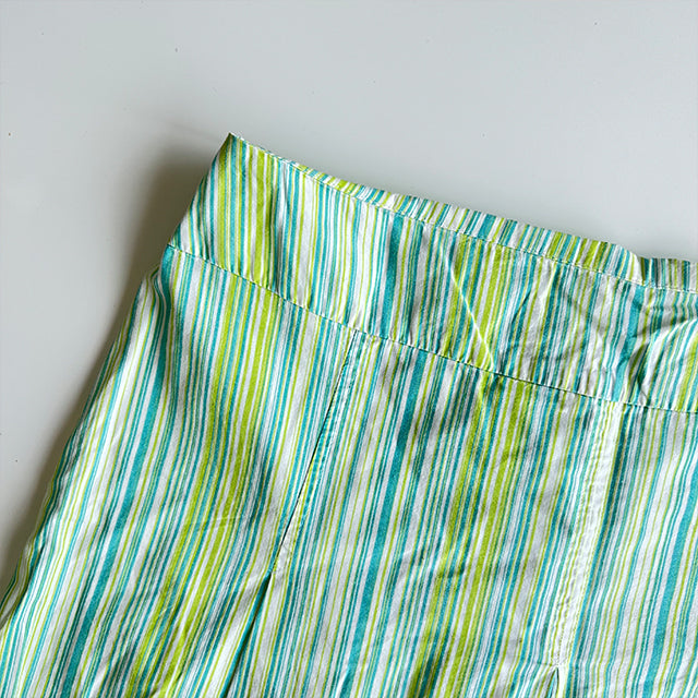 Vintage 90's Summer Green Striped Mini Skirt (M - 38 EU / UK 10 / US 6)