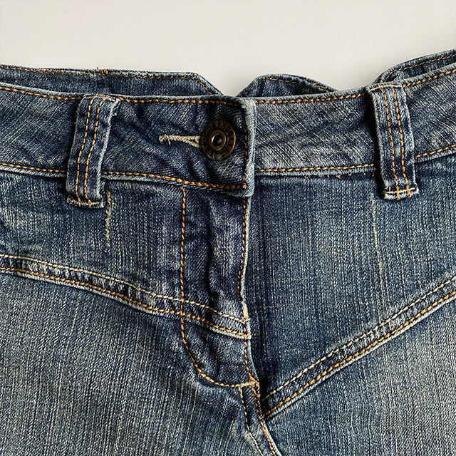 Vintage Y2K Fairy Grunge Denim Mini Skirt with Pocket Detail (38 EU / 10 UK / 6 US)