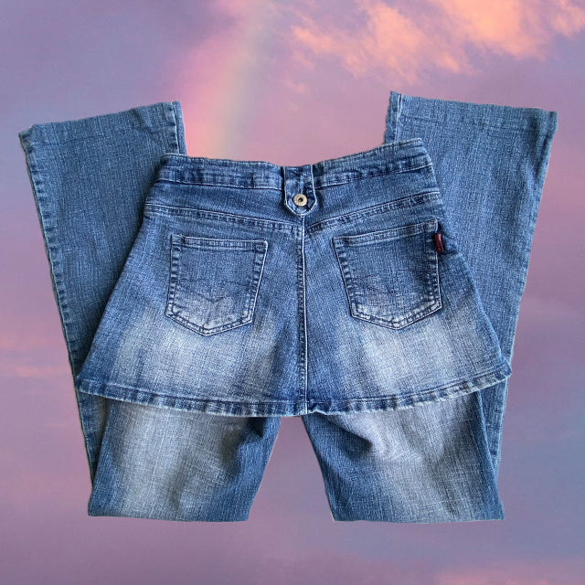 Vintage Y2K Denim Skirt Flared Jeans (34 EU - 6 UK - 2 US)