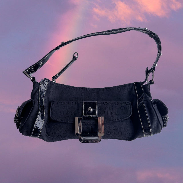 Vintage Y2K Black Guess Monogram Shoulder Bag – Michelle Tamar