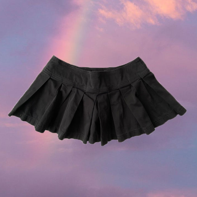 Vintage Y2K Miss Sixty Low Waist Black Pleated Micro Mini Skirt (S/M)