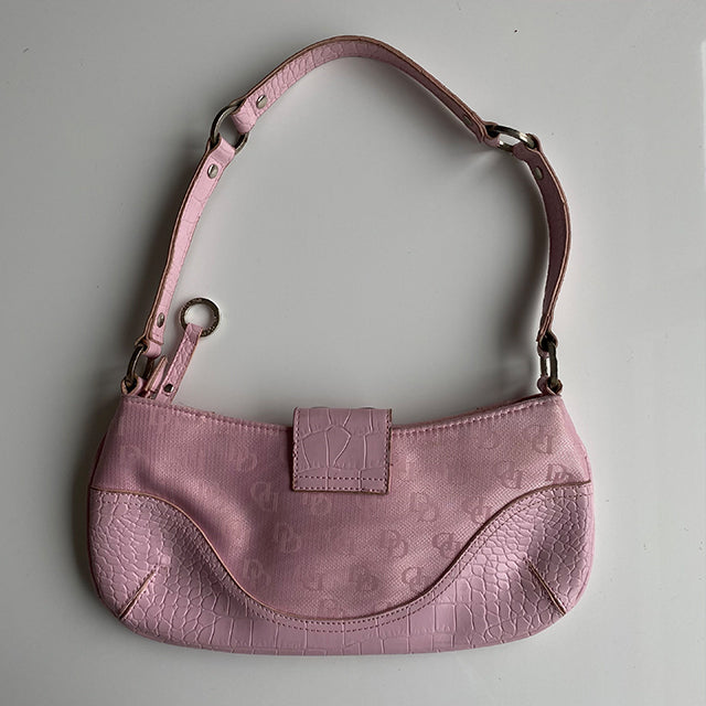 Vintage Y2K Bratz Pink Monogram Shoulder Bag with Buckle Detail