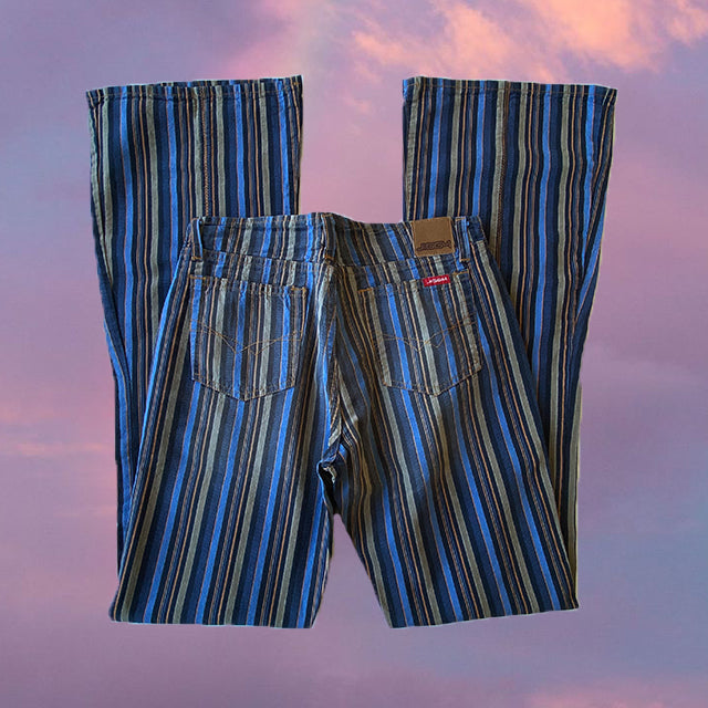 Vintage 90's Low Waist Striped Flare Jeans (XS / 34 EU)