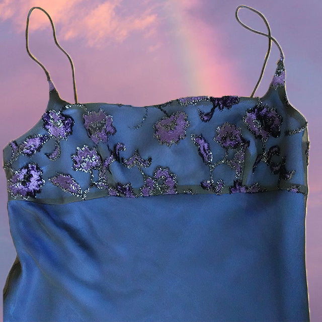 Vintage 90's Witchy Blue Slip Dress with (38 EU/UK 10)