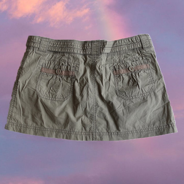 Vintage Y2K Fairy Grunge Green Khaki Cargo Mini Skirt (38 EU / 10 UK)