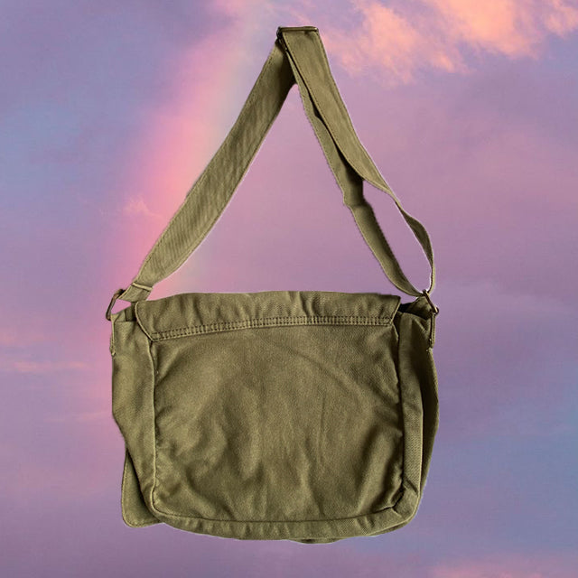 Vintage 90's Skater Girl Khaki Green Messenger Bag