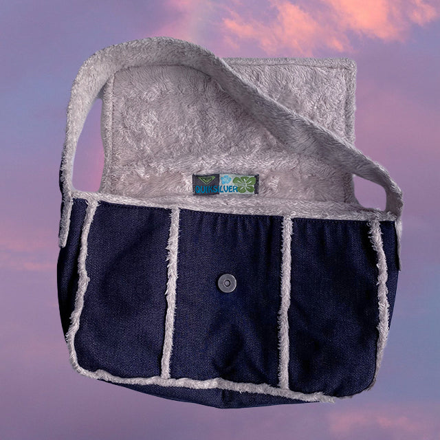 Vintage 90's Roxy Denim Shoulder Bag With Shearling Trim