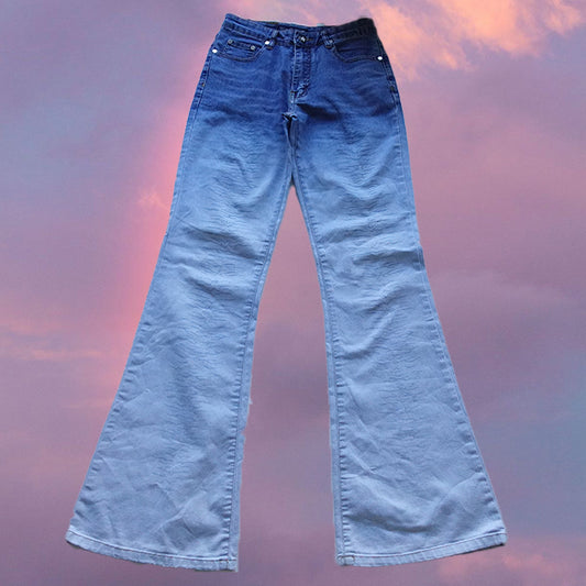 Vintage Y2K Low Waist Flare Jeans with Fade (M)