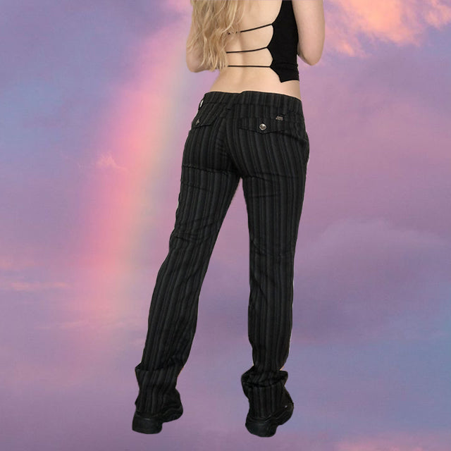 Vintage 90's Miss Sixty Low Waist Pinstripe Flare Jeans (36 EU - UK 8 - US 4)