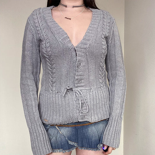 Vintage 90's Fairy Grunge Grey Knit Cardi (38 EU/UK 10)