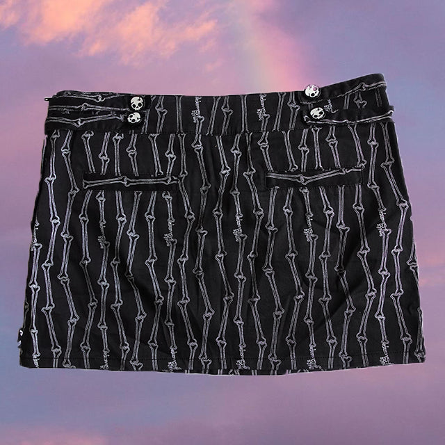 Vintage 90's Cyber Goth Emily the Strange Skull and Bones Miniskirt (M)