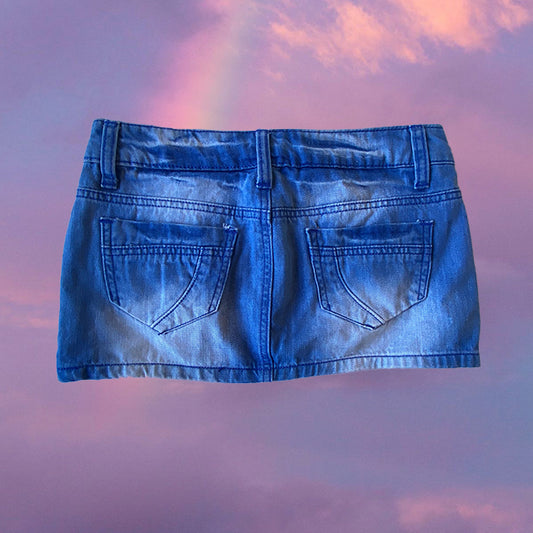 Vintage Y2K Denim Micro Mini Skirt with Side Zips (S)
