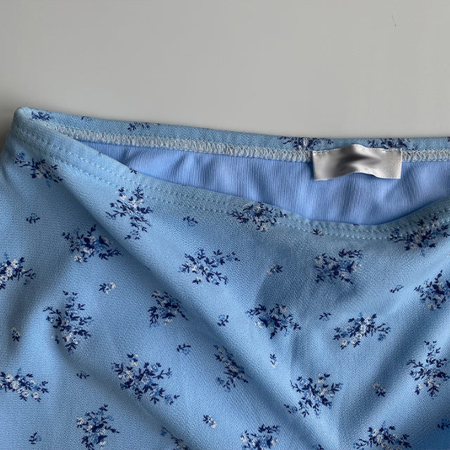 Vintage 90's Romantic Baby Blue Floral Midi Mesh Skirt (38 EU / UK 10 / US 6)