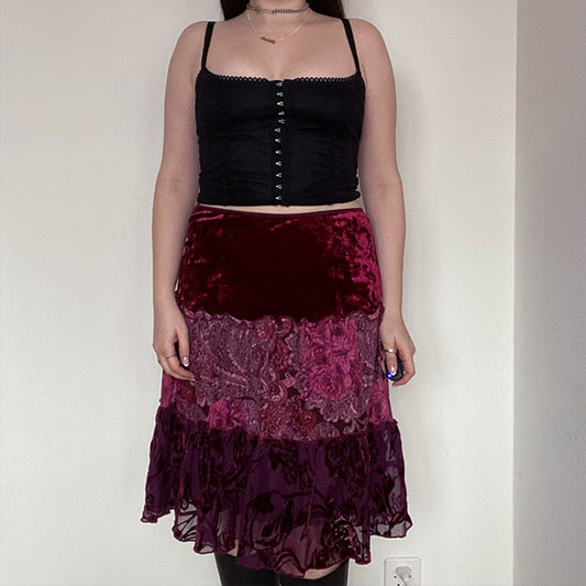 Vintage 90's Witchy Fairy Burgundy Midi Skirt (S/M)